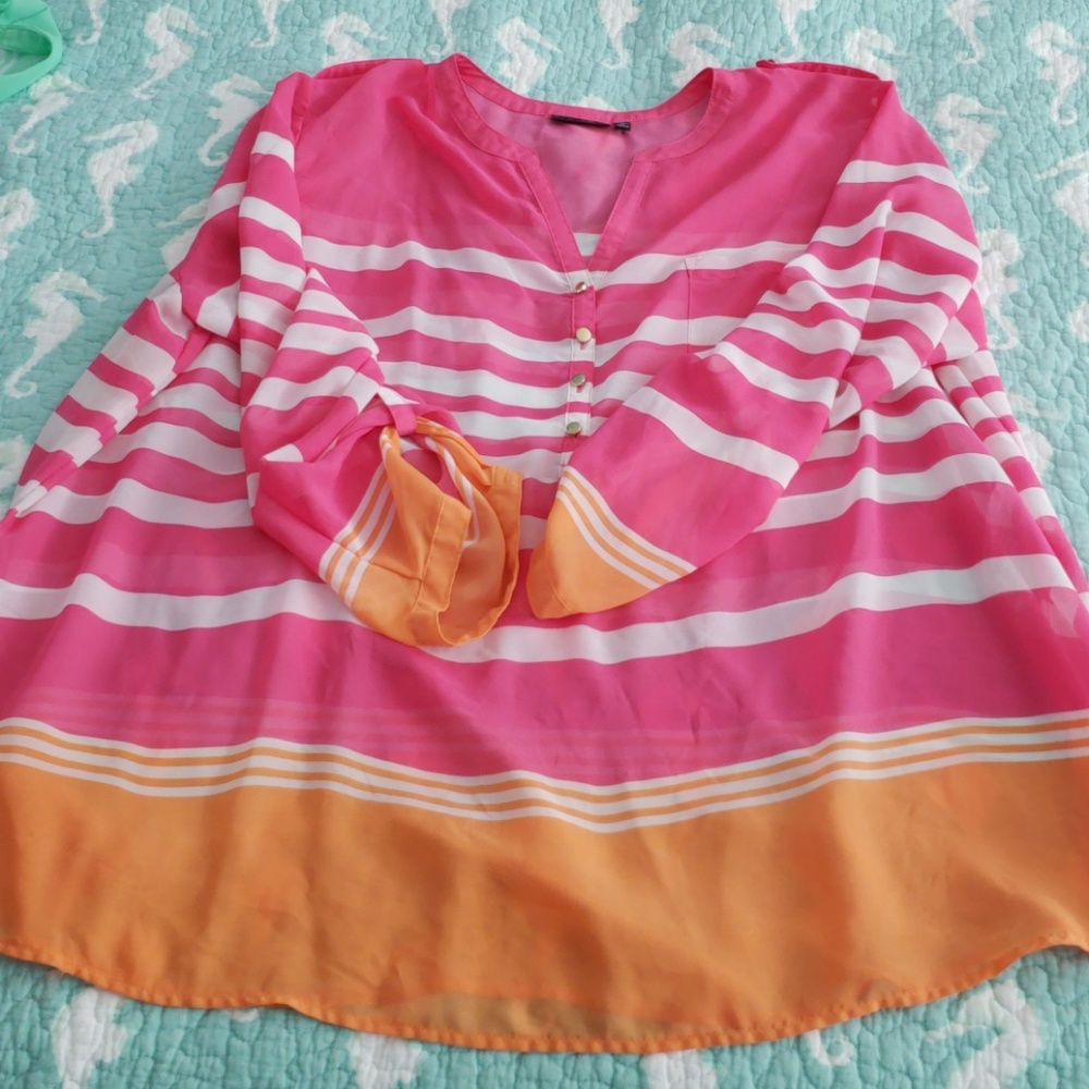 Sheer material button down top